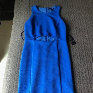 Guess Women Bodycon Dress Blue Knit Cut Out Sz Large